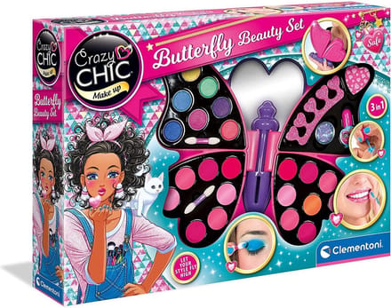 Clementoni - 3-in-1 make up koffer - Vlinder - Crazy Chic - Nagellak - Haarkleuren - Vanaf 8 jaar