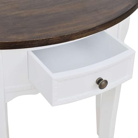 Vidaxl Halfronde Console Tafel Met Lade En Bruin Tafelblad