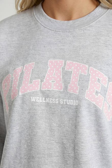 boohoo Dames Pilates Oversized Sweatshirt Met Polkadot Print | Asgrijs | Maat: Small