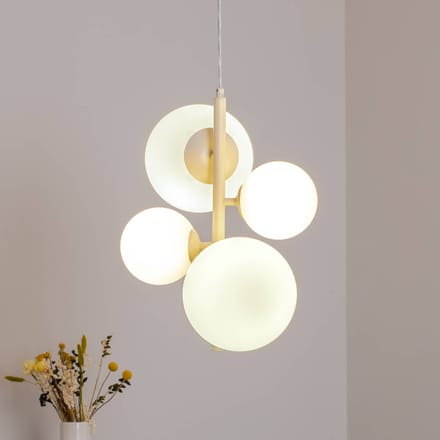 ALDEX Hanglamp Dione, opaal/crème, 4-lamps