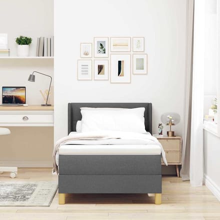vidaXL - Boxspring - bed - met - hoofdeinde - Donkergrijs - 200 - x - 80 - cm - Stof