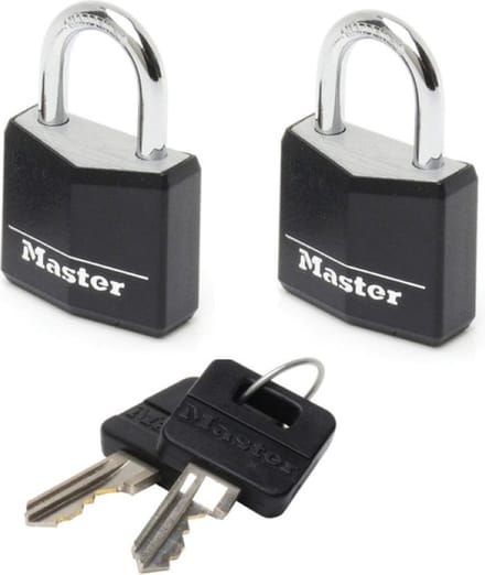MasterLock Hangslot - Massief Aluminium - Zwart - 11mm - 2 stuks - 9120EURTBLK