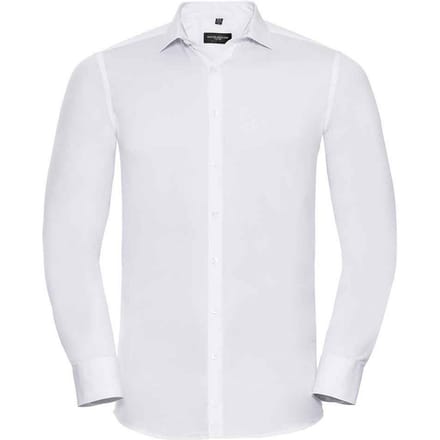Russell Collection Heren Ultimate Stretch Formeel Overhemd met Lange Mouwen (Wit)