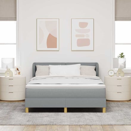 vidaXL - Boxspring - bed - met - matras - Lichtgrijs - 160 - x - 200 - cm - Stof
