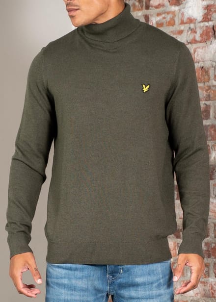 Lyle & Scott - Trui Rolkraag - Kaki - S (36)