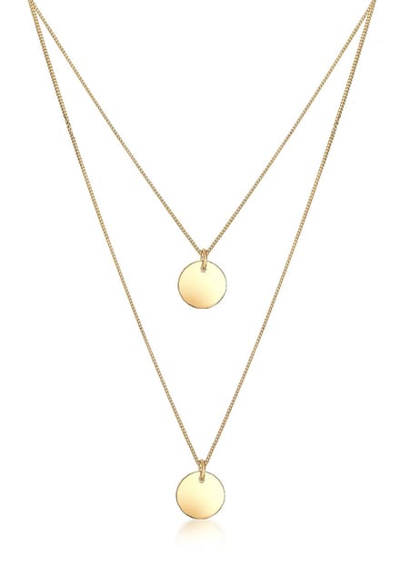 Elli Halsketting Layer Geo Cirkel 925 Sterling Zilver verguld