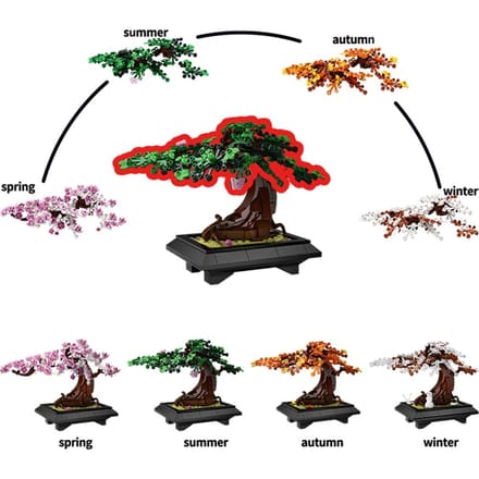 Gobricks MOC Arbre Bonsaï Quatre Saisons Briques Blocs de Construction 4 en 1 Kits de Blocs de Construction Jouets Cadeau black