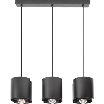 Moderne Zwarte Hanglamp Loft Stijl E27 - 3 lichtpunten