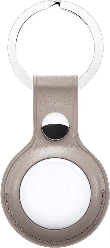 Sleutelhanger geschikt voor Apple AirTag - Premium Leer AirTag hanger - Zilver