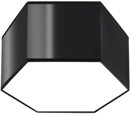 Plafondlamp SUNDE 15 zeshoekig met hoge behuizing - Sollux Lighting - IP20 - Zwart pvc behuizing - 30.5 x 26.5 x 15.5 cm - 2 x E27 LED, exclusief lichtbron - 2 x 15 W - Moderne plafondlamp voor woonkamer, slaapkamer en eetkamer