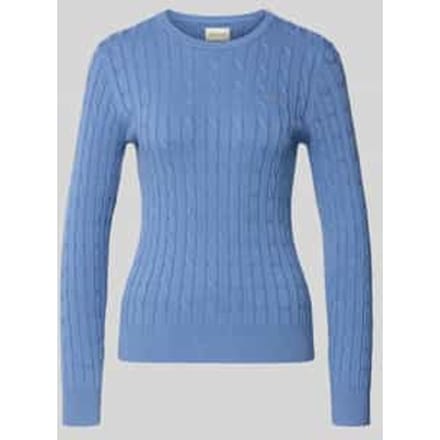 Gebreide pullover met kabelpatroon en labelstitching
