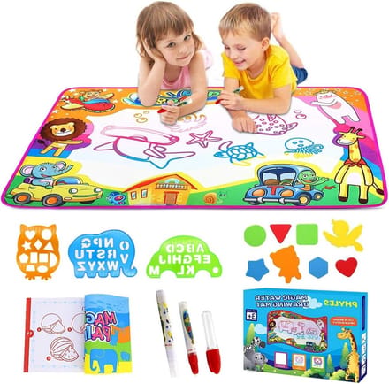 Water Doodle Mat 87 x 57 cm - Herbruikbare Tekentafel, Educatief Speelgoed voor Peuters en Kinderen met Diverse Accessoires