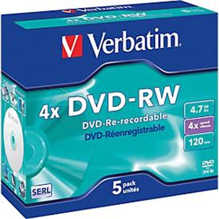 Verbatim 43285 DVD-RW disc 4.7 GB 5 stuk(s) Jewelcase Herschrijfbaar