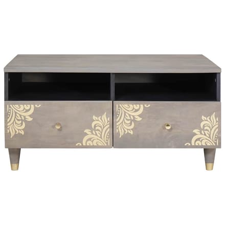 vidaXL - Salontafel - met - lade - Grijs - 80 - x - 54 - x - 40 - cm - Massief - Mango - Hout