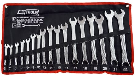 AWTOOLS ringsleutelset 17-delig - CrV-staal