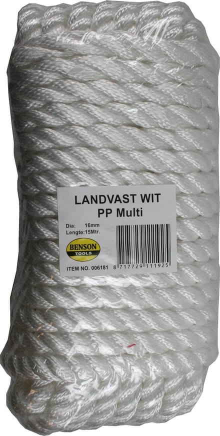 Landvast 16 mm x 15 meter  Wit