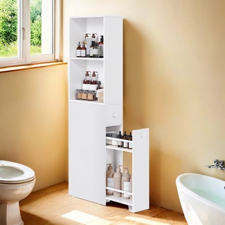 MAZAZU - Badkamermeubel - Met laden - Classic Wit - 40x18x134.4