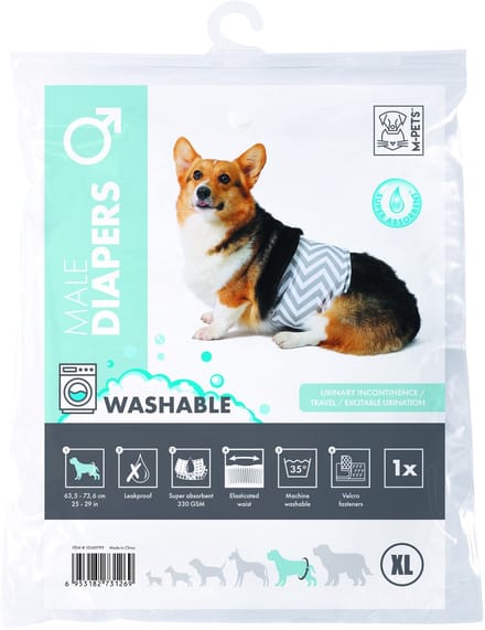 Mpets Wasbare Luier - Training & Gedrag - 64x74 cm Wit Grijs Voor Reuen Xl