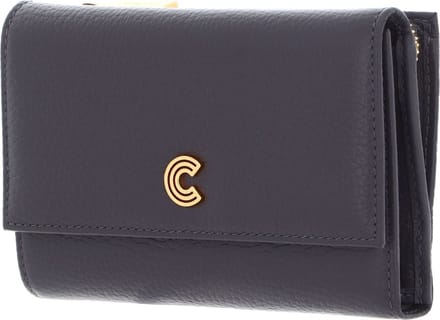 COCCINELLE Leren Portemonnee Myrine Wallet Grained Leather Ardesia Donkergrijs