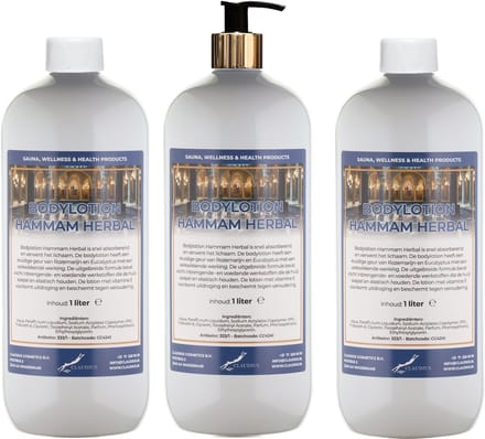 Bodylotion Hammam Herbal 1 Liter - met gouden pomp - set van 3 stuks