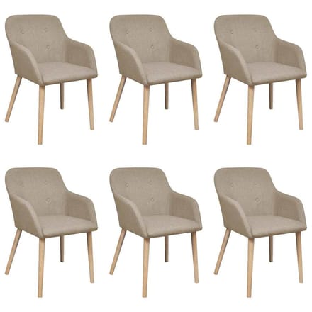 vidaXL - Eetkamerstoelen - 6 - st - stof - en - massief - eikenhout - beige