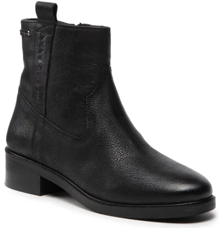 Pepe Jeans Serie - Zwarte Leren Enkellaarsjes - Ritssluiting - 37