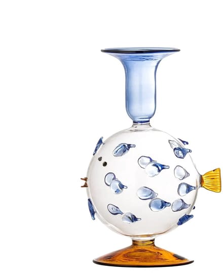 Bloomingville Kandelaar glas blauw Phila 11cm