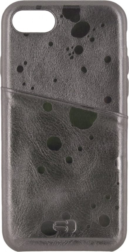 Senza Glam Leather Cover with Card Slot Apple iPhone 7/8 Metallic Grey