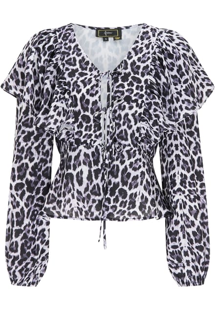 Faina Blouse Dames Zwart Wit Leo