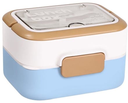 LISM-Roestvrijstalen lunchbox, stapelbaar en draagbaar, inclusief bestek.