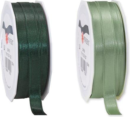 Glorex hobby - Satijn cadeau inpak deco sierlint - 2 tinten groen - 25 meter x 1 cm