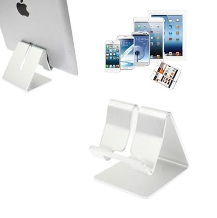 Smartphone telefoon & Tablet Houder - Bureau | Aluminium | zilver |  iPad / iPhone Tafel Standaard desktop