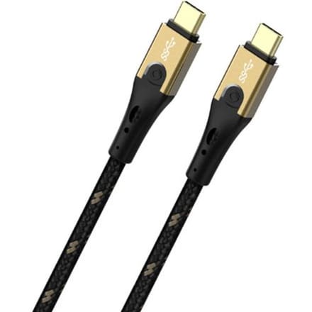 Oehlbach D1C9530 USB-kabel USB 3.2 Gen2 USB-C stekker, USB-C stekker 0.50 m Zwart/goud Afgeschermd (drievoudig)