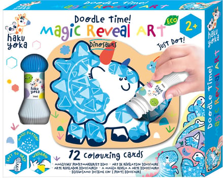 HAKU YOKA Magic Reveal Art - Dinosaurussen - 12 Kleurkaarten - 2 Jaar