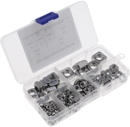 Allecto - 562 Vierkante Moeren - 150 Stuks Assortiment - Roestvrij