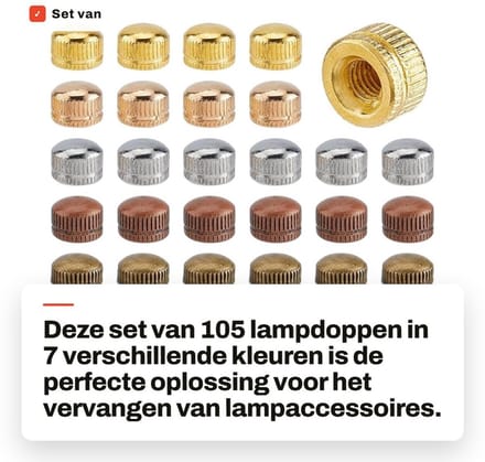 Dailygoods - Set van 105 Lampdoppen in 7 Kleuren voor Verlichting