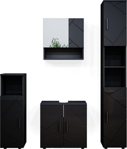 Vicco Badkamermeubel set Irma, Antraciet Hoogglans, 4-delig