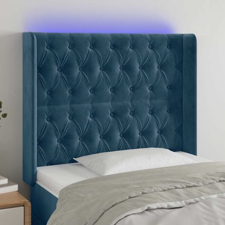vidaXL - Hoofdbord - LED - 103x16x118/128 - cm - fluweel - donkerblauw