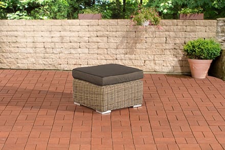 CLP Polyrattan hocker Bilbao / Madeira natura antraciet