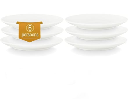 vtwonen - Borden - Gebaksborden - Porselein - Wit - 15 cm - Set van 6