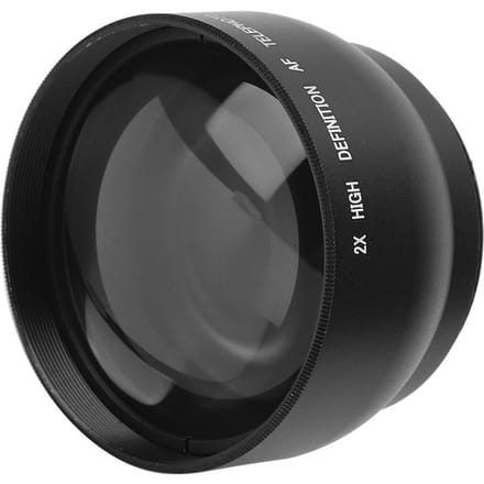 52MM 2X Vergroting Extra Lens van Aluminiumlegering voor Alle Cameraobjectieven met 52MM Diameter black