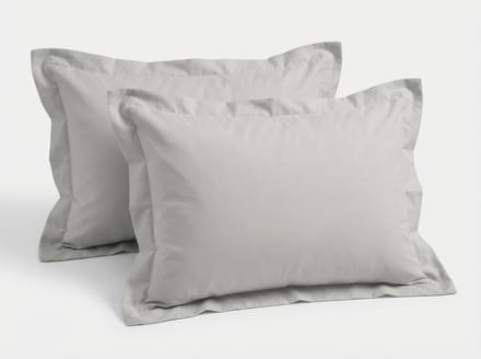Trio - Kussenslopen - Egyptisch Perkal Katoen - 200 TC - 2x 65x65 cm - Met Volant - Grijs