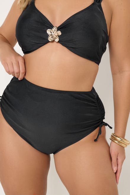 Yours Marineblauwe Superhoge Taille Buikcorrigerende Bikinibroekjes Size 48
