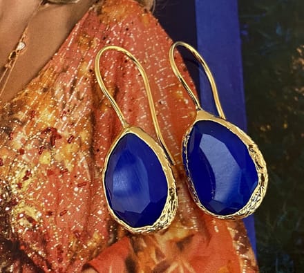Oorbellen cateye steen kobalt blauw