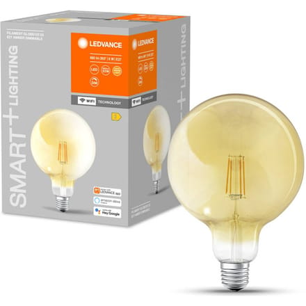 LEDVANCE Klassieke globe vorm met gloeidraad met WiFi technologie, 6W, Warm wit, E27, Set van 1