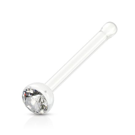 Neus piercing acryl steen wit 0.8x6x2 - LMPiercings