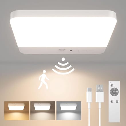 Draadloze LED plafondlamp met bewegingssensor en afstandsbediening - oplaadbaar, 3 kleurtemperaturen
