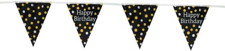 Folat - Vlaggenlijn Glossy Black 'Happy Birthday' - 4 meter