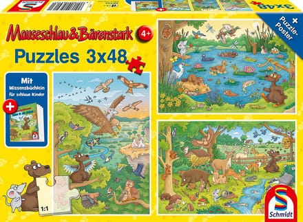 Kinderpuzzel 3x48 - Legpuzzel Set - Creatief Spelen - Educatief Speelgoed - 26x18cm - Multicolor