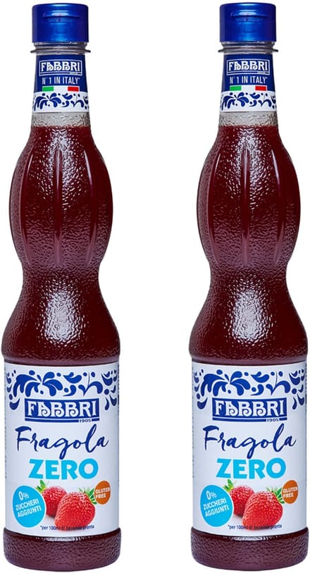 Set van 2 -Fabbri 1905 - Aardbei Zero | Zero toegevoegde suiker en glutenvrij | fles met hersluitbare dop
